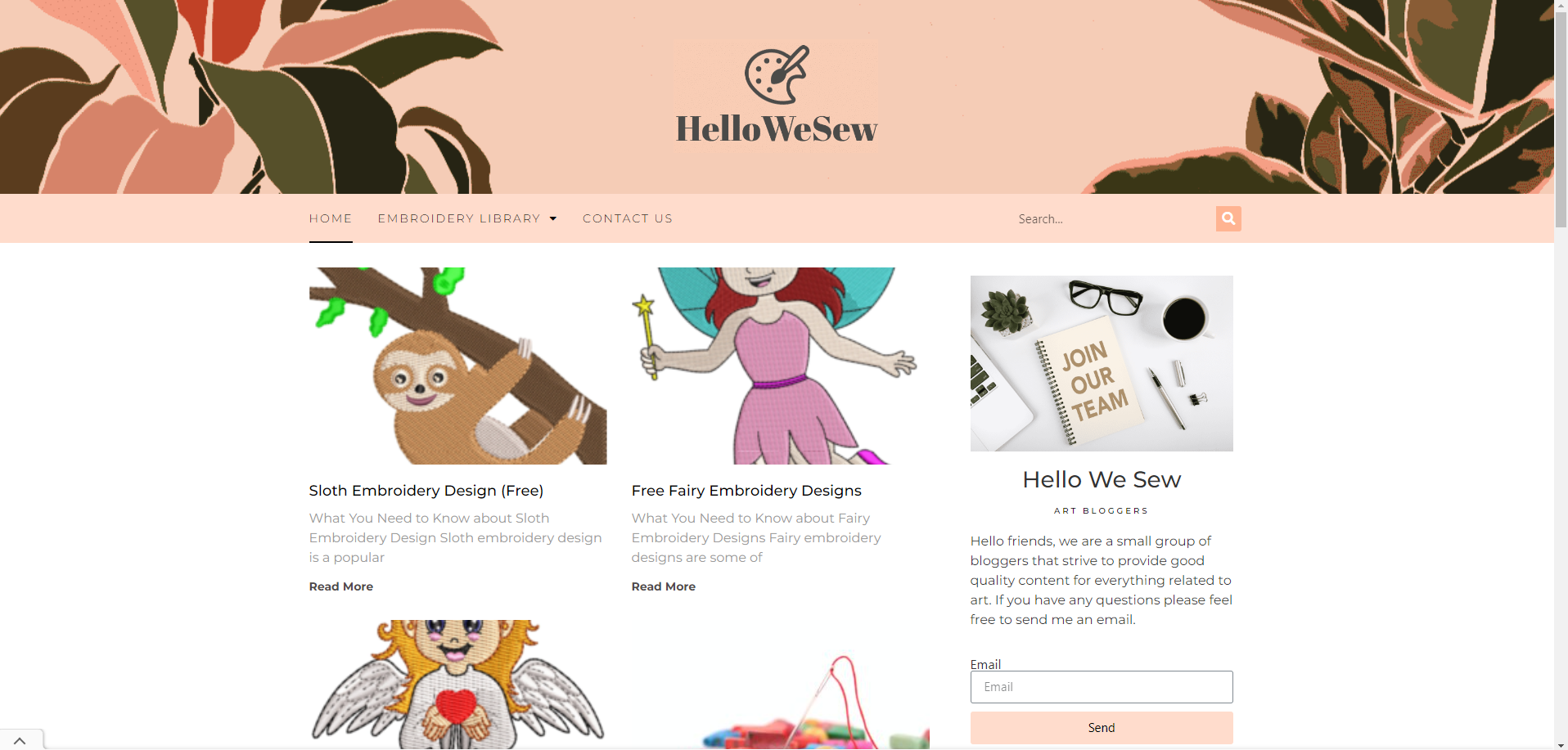 Hello We Sew snipit homepage