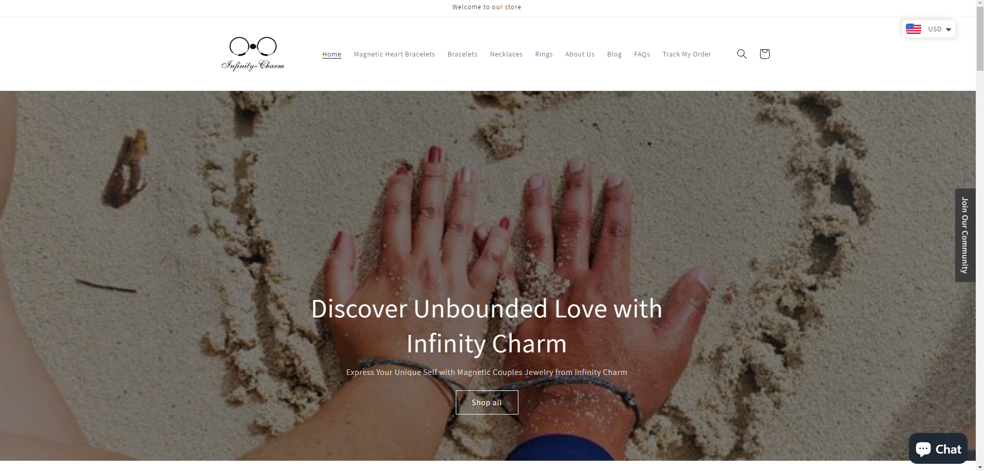 Infinity Charm homepage snippit